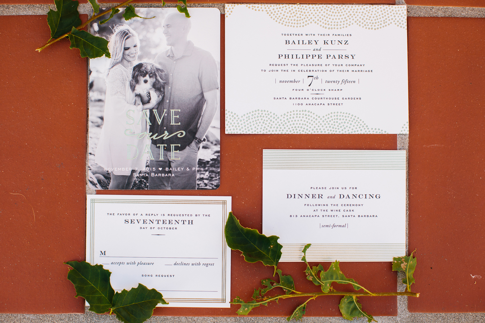 Bailey and Phil's wedding invitation suite. 