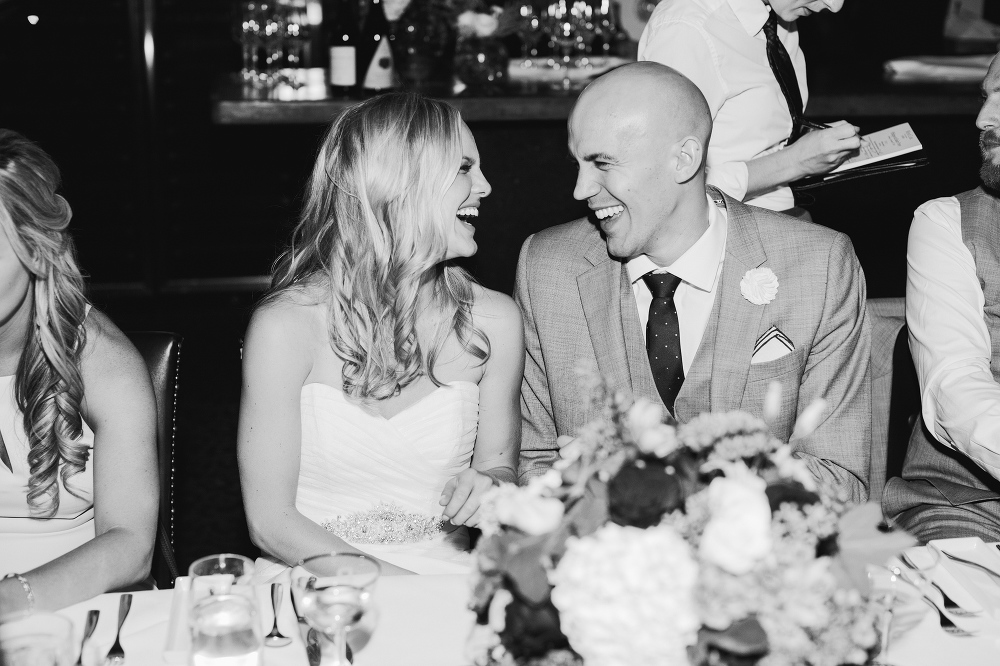 An adorable photo of the couple during dinner. 