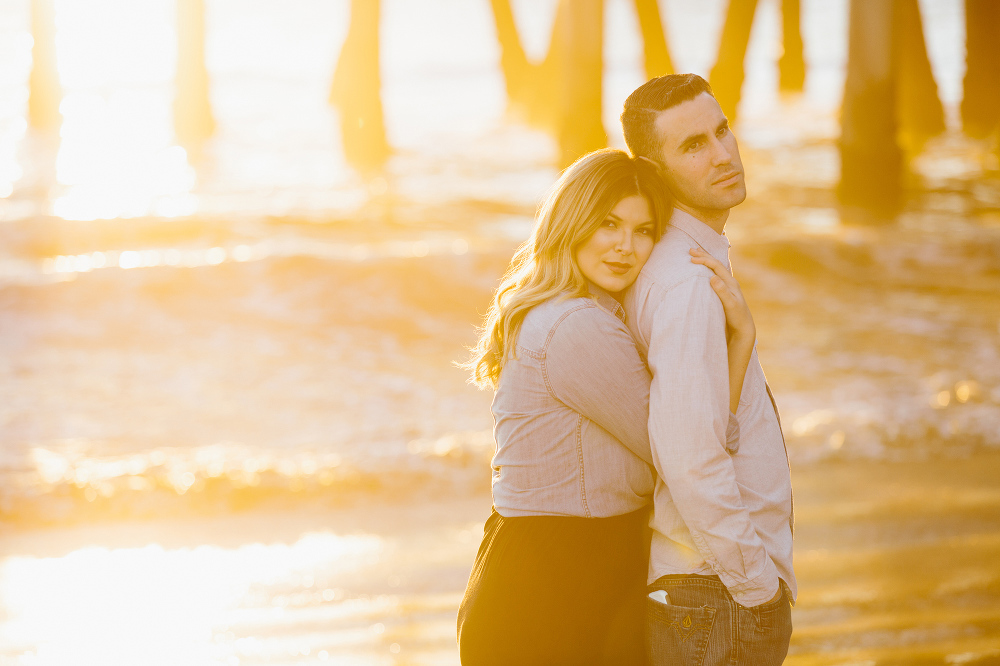 A bright sunset photo of the couple. 