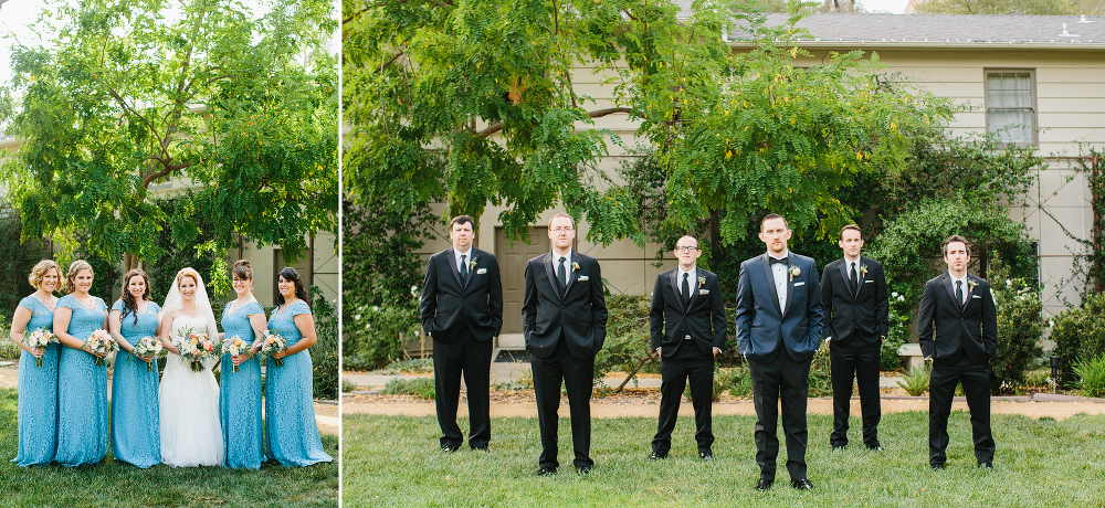 Bridal party portraits on the lawn. 