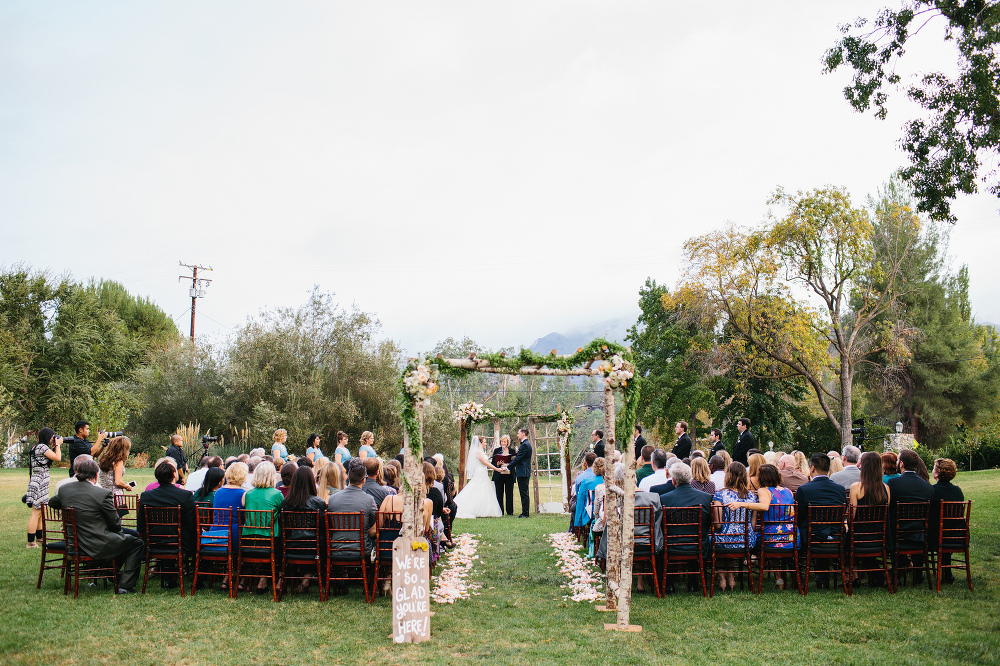 The ceremony was outside on the lawn. 