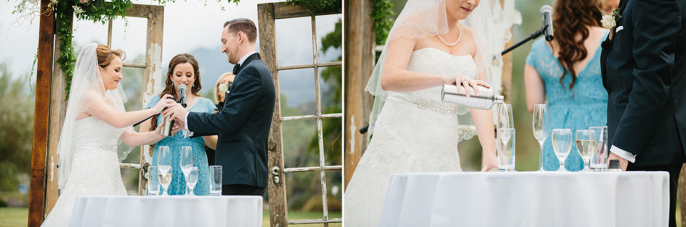 The couple shaking the drink. 