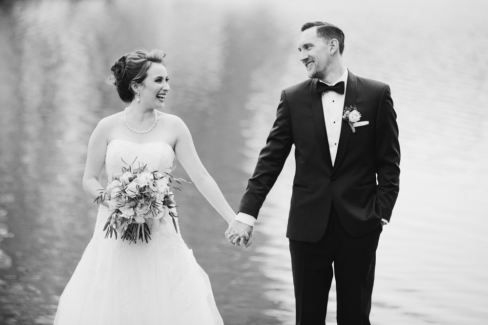 A sweet photo of the bride and groom looking at each other. 