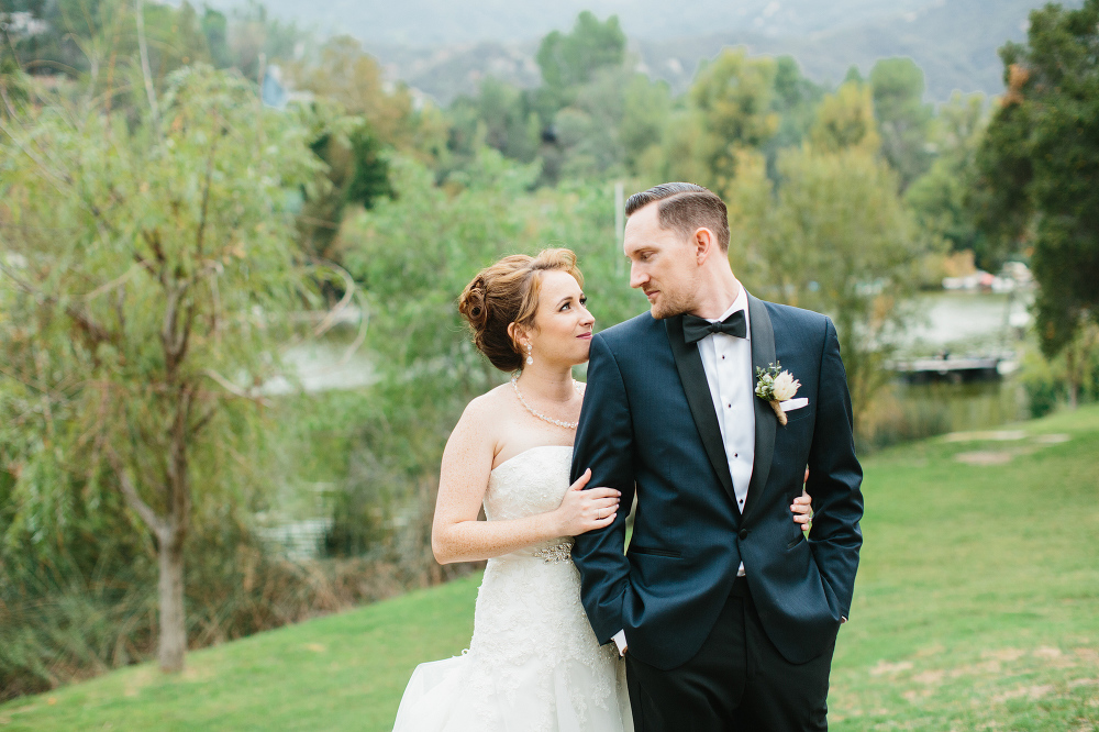 The bride and groom together on their wedding day. 