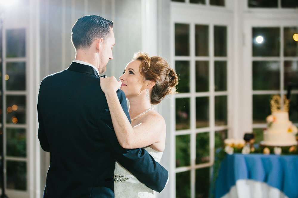 Sarah-Jane looking at Shawn during their dance. 