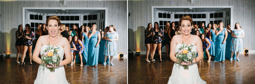 The bouquet toss for all the ladies. 