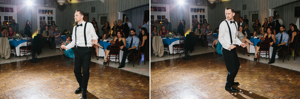 Shawn dancing during the garter removal. 