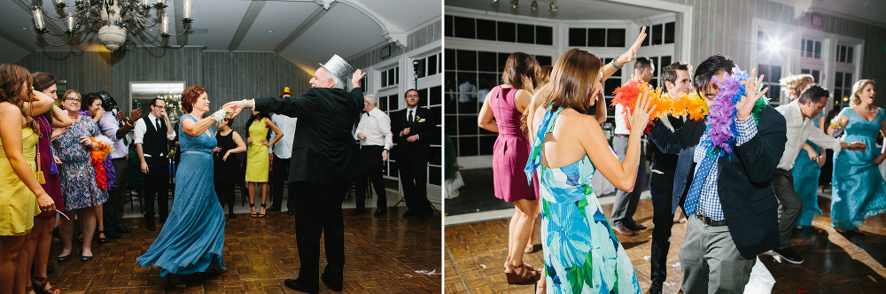 Guests dancing with fun props.