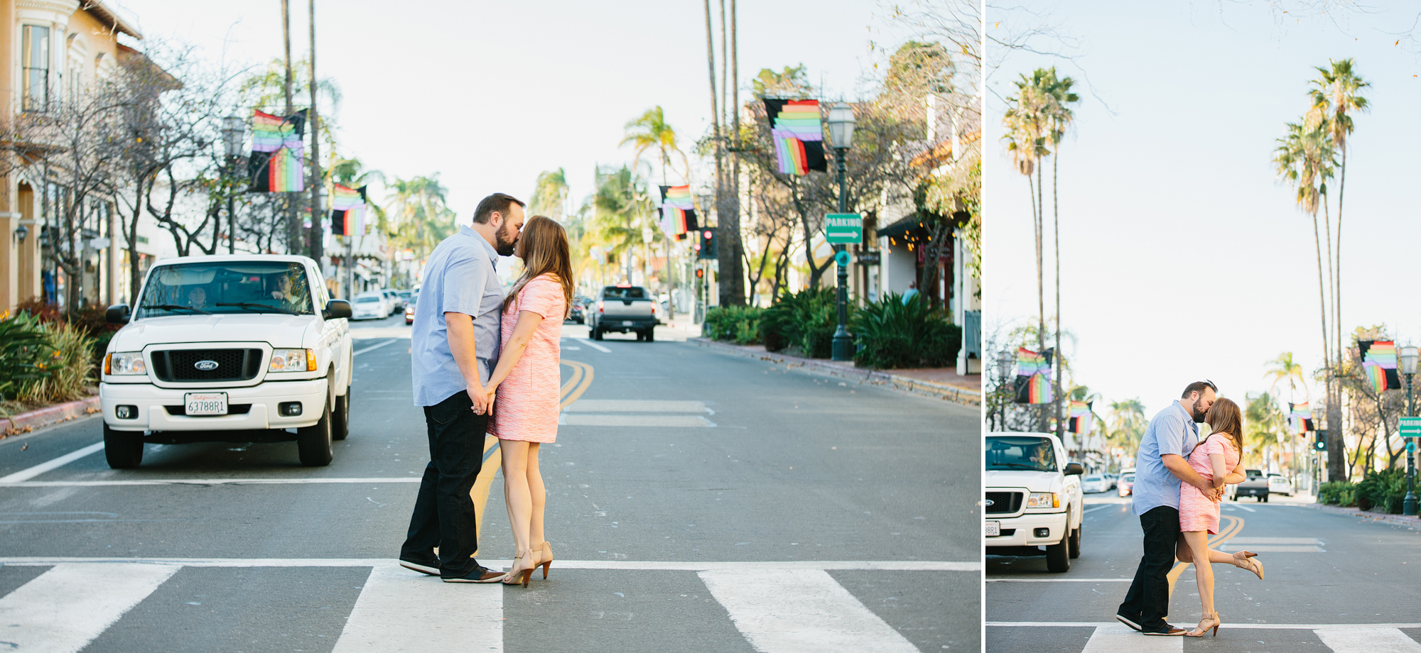 Sarah and Andrew crossing the street. 