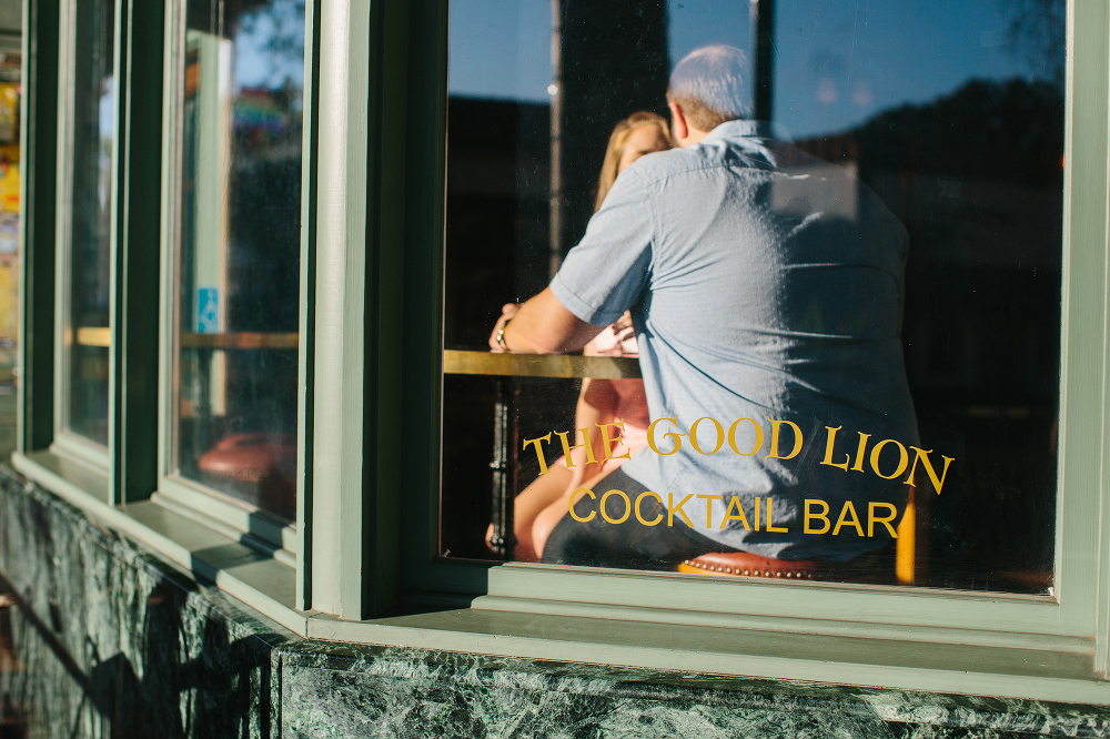 The couple getting a drink a the Good Lion Bar. 