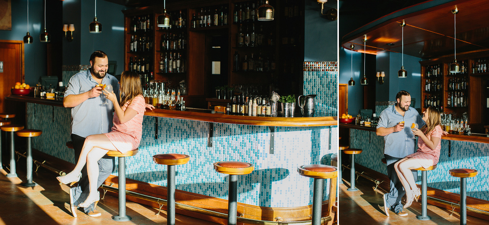 Cute photos of the couple at the bar. 