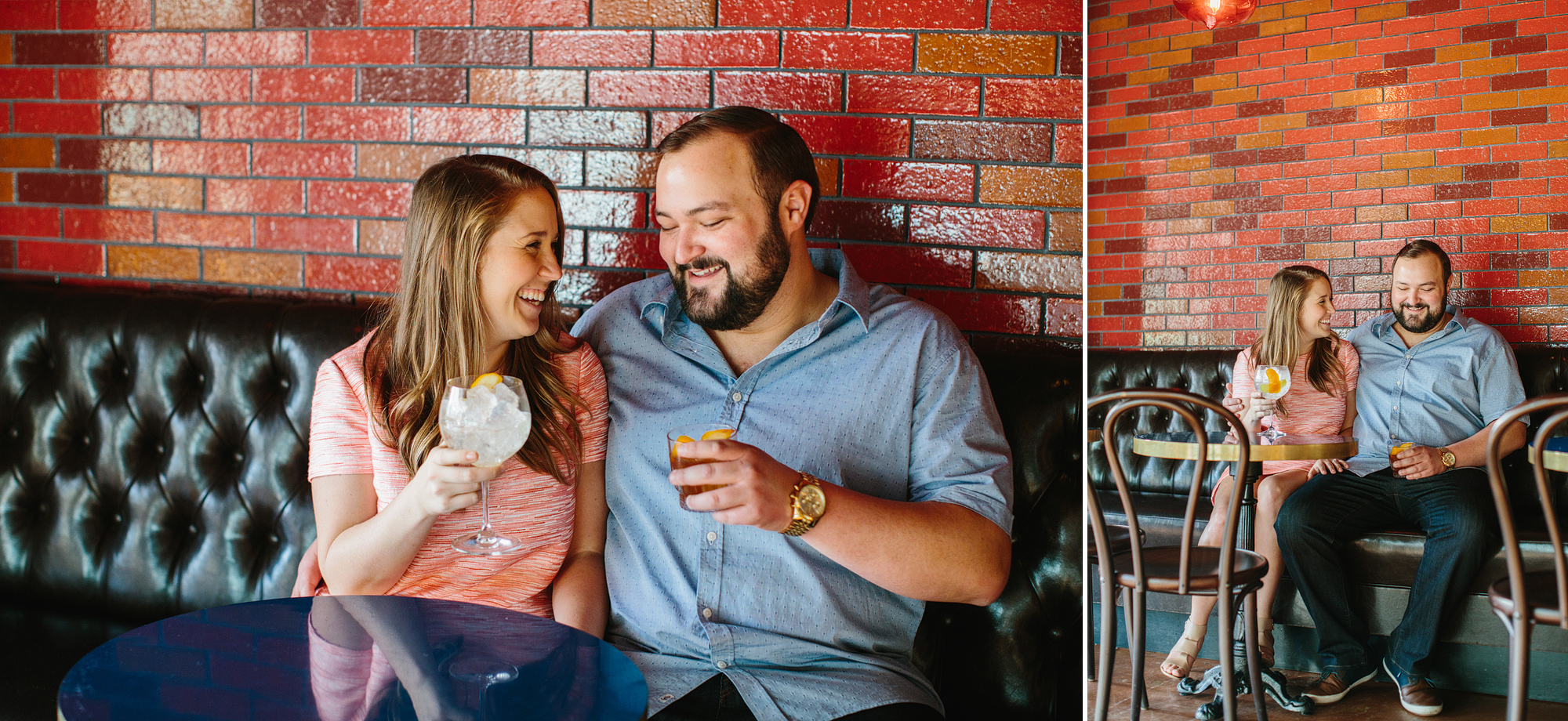 Sarah and Andrew having a drink together. 