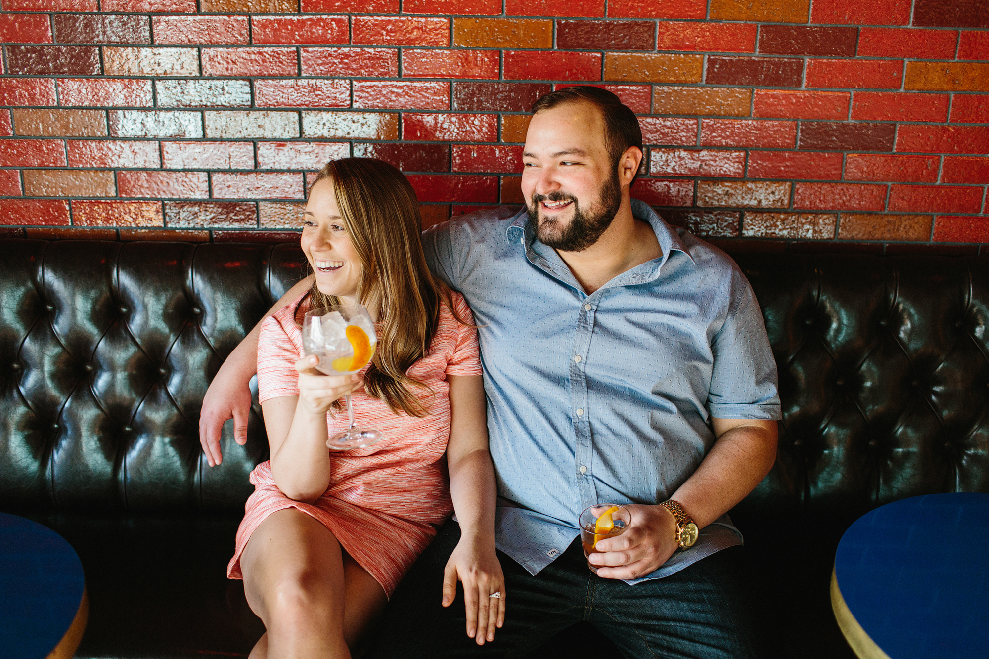 A cute photo of the couple sitting together. 