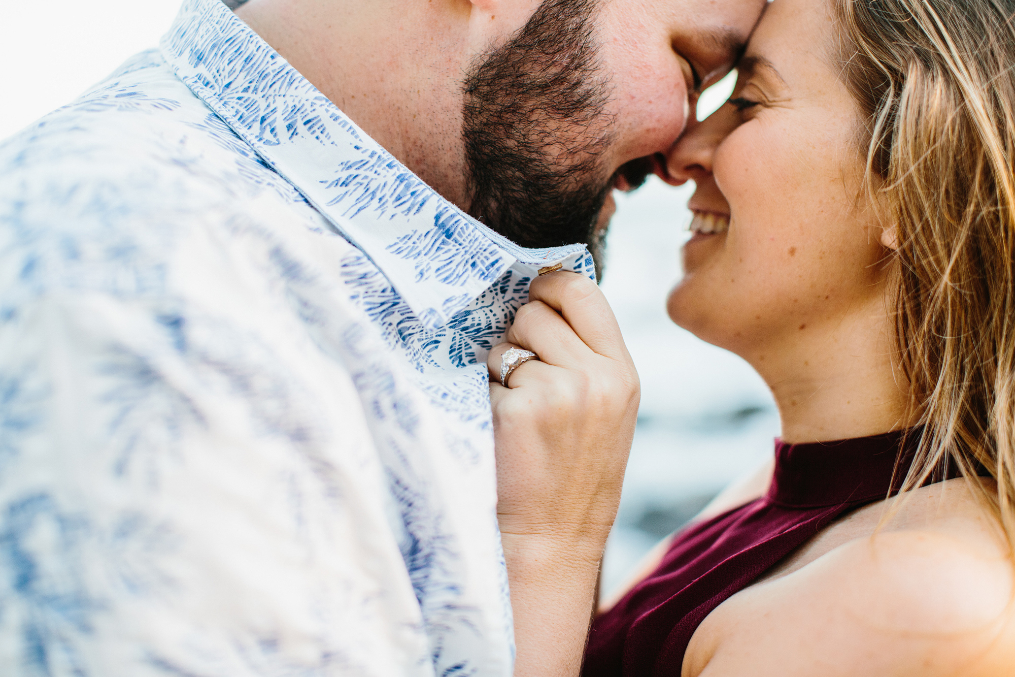 A super cute close up photo of the couple. 