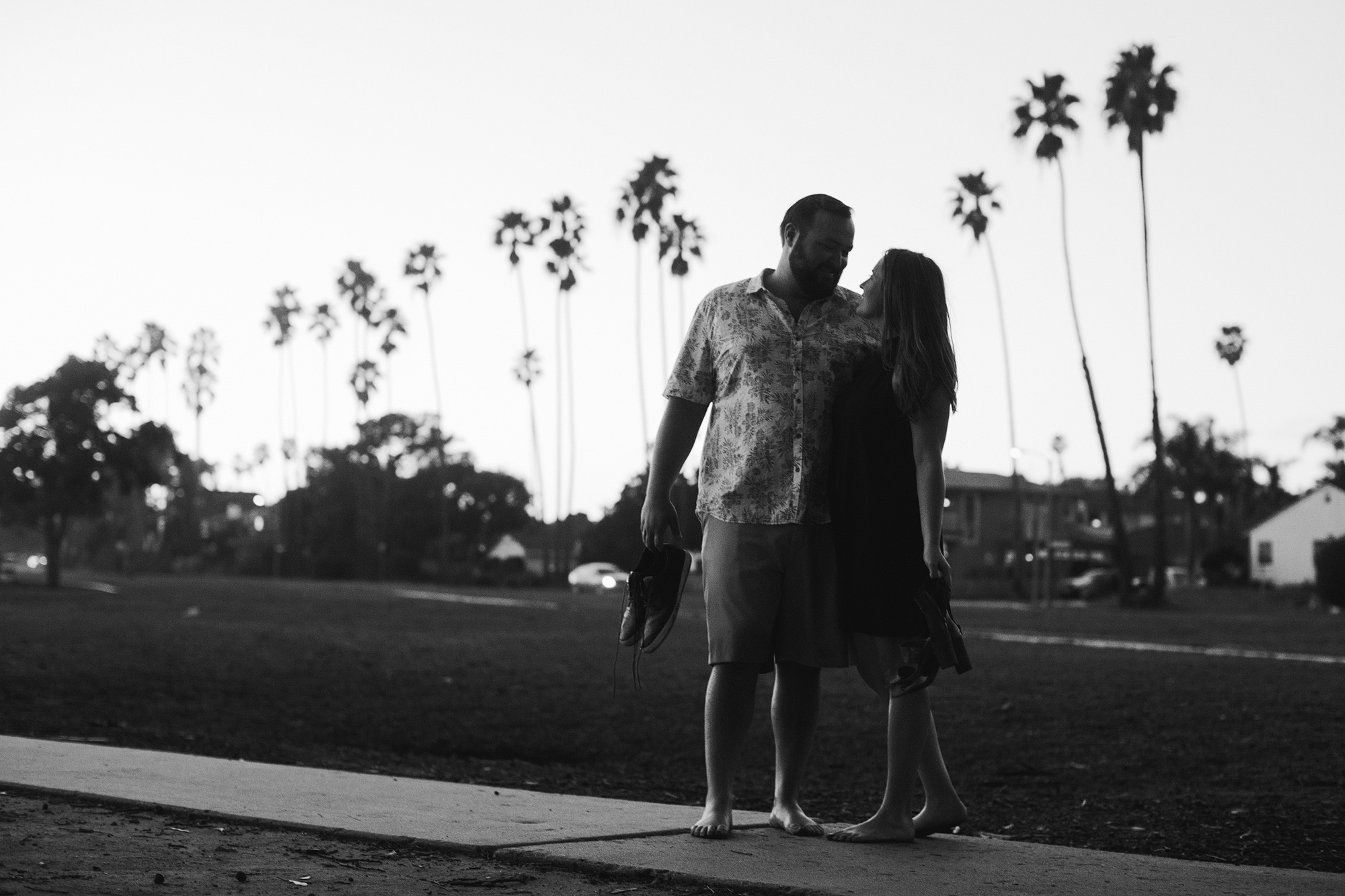 A black and white portrait of Sarah and Andrew. 