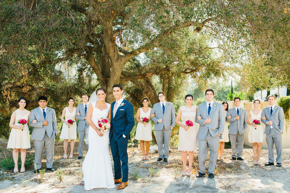 The full wedding party together. 