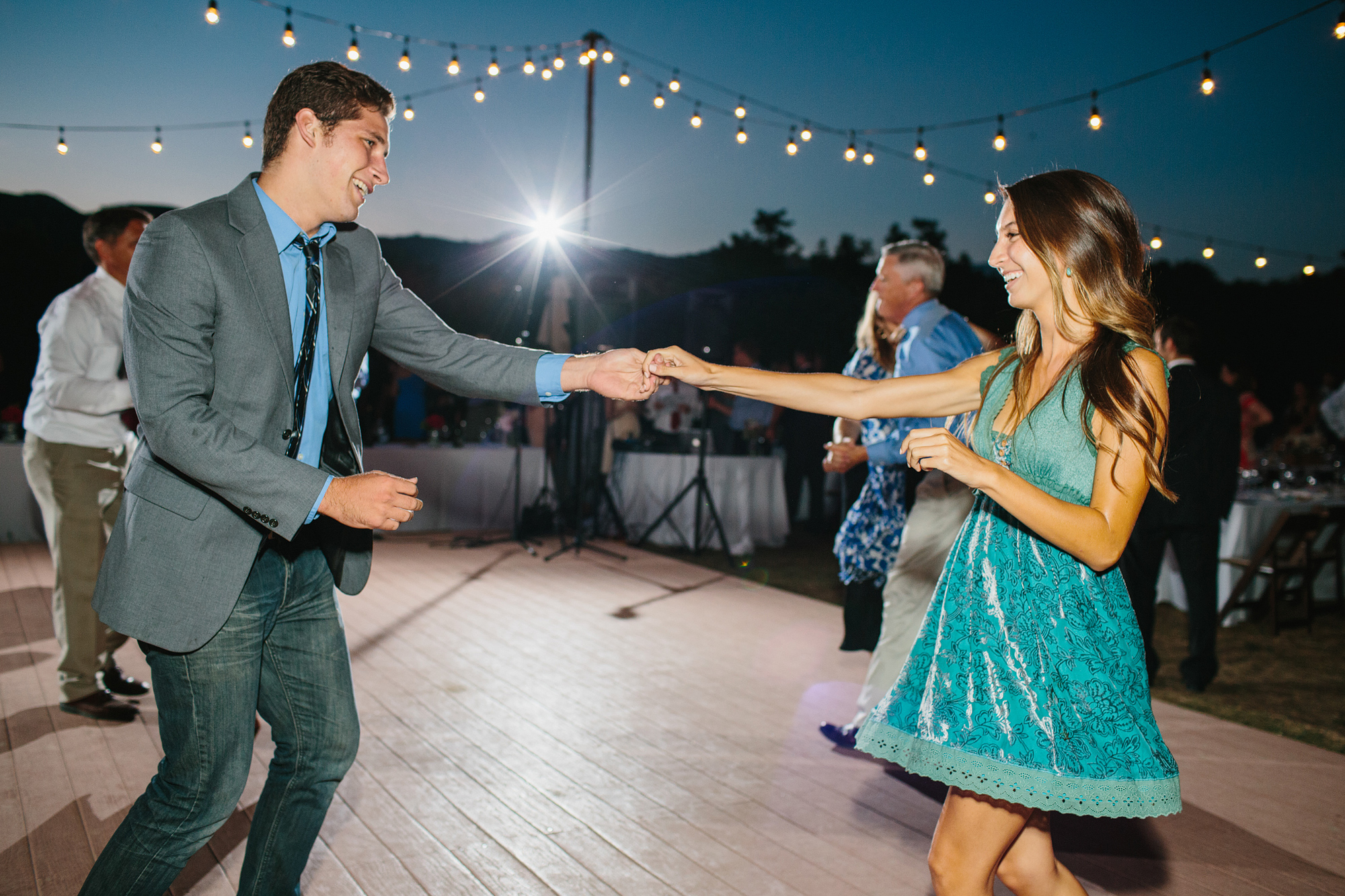 A cute photo of a couple dancing during the reception. 