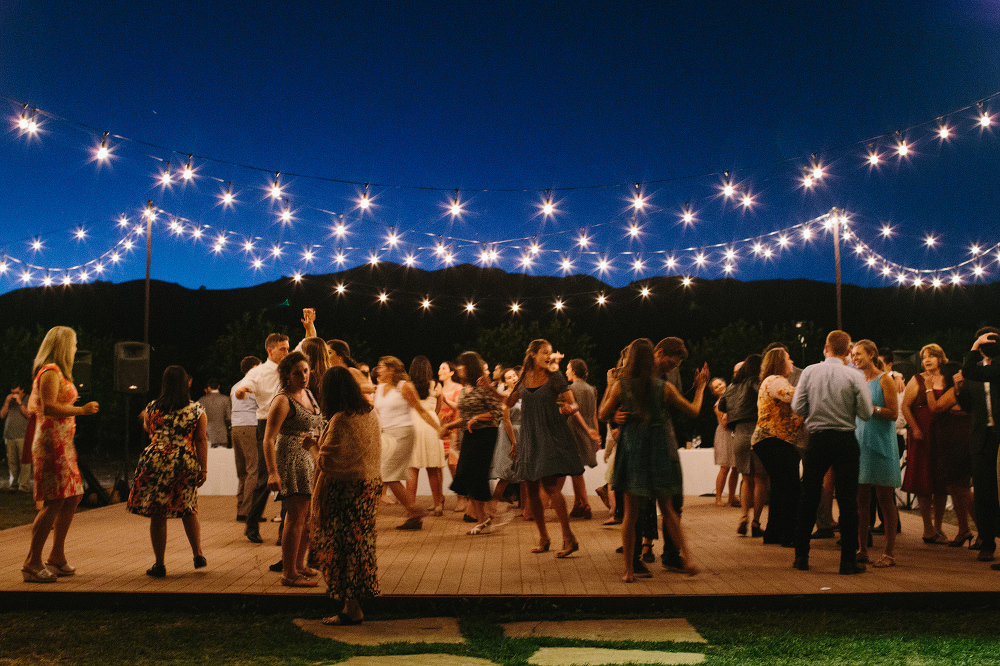 Beautiful lights above the dance floor. 