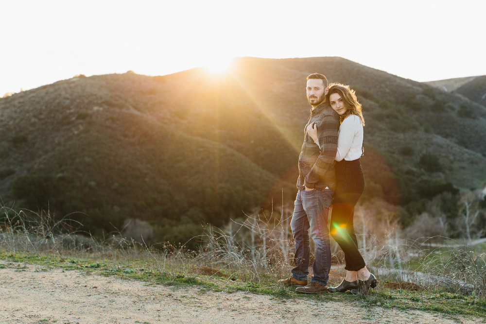 A sunset photo of the couple. 