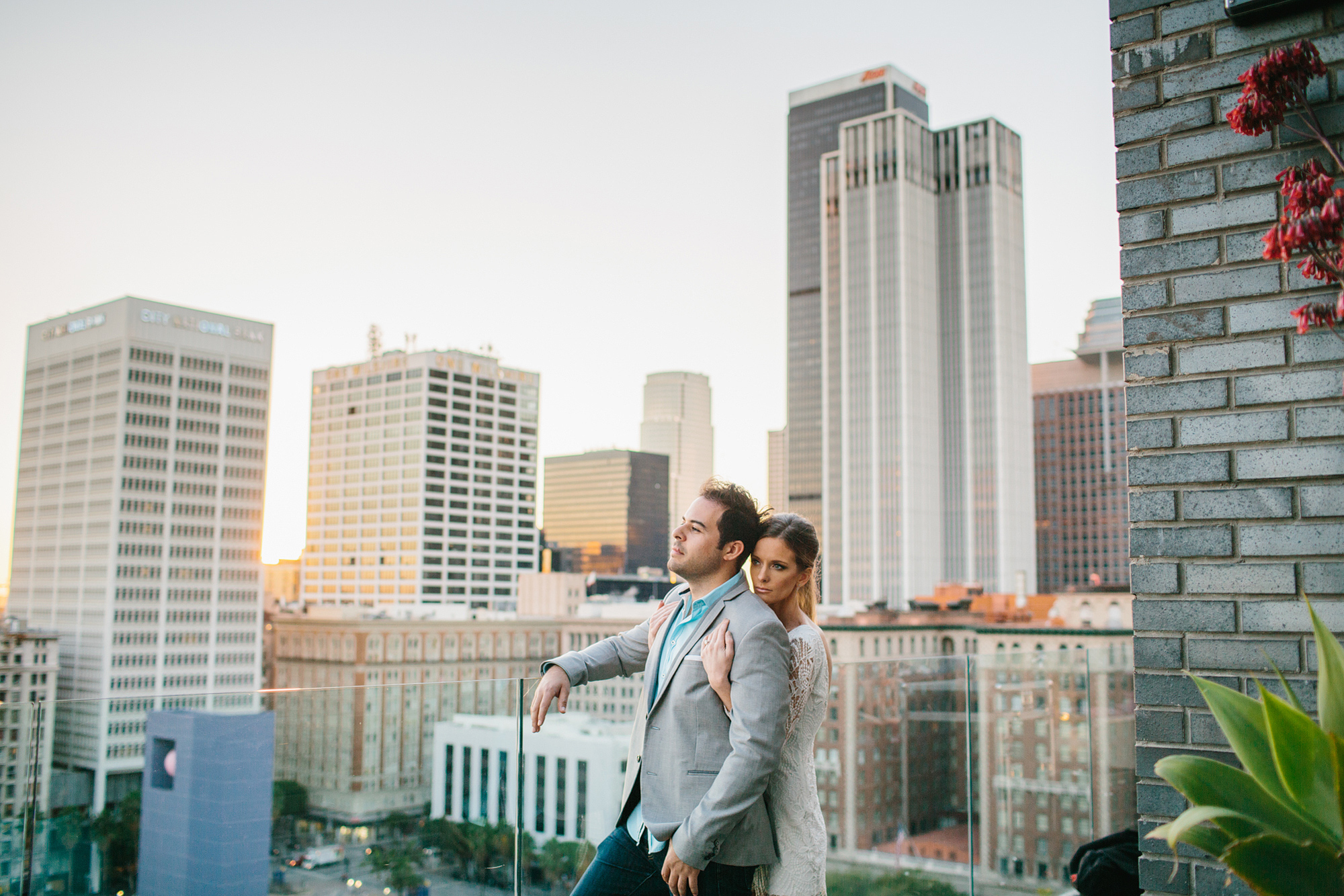 Ashley and Luis with the LA skyline in the background. 