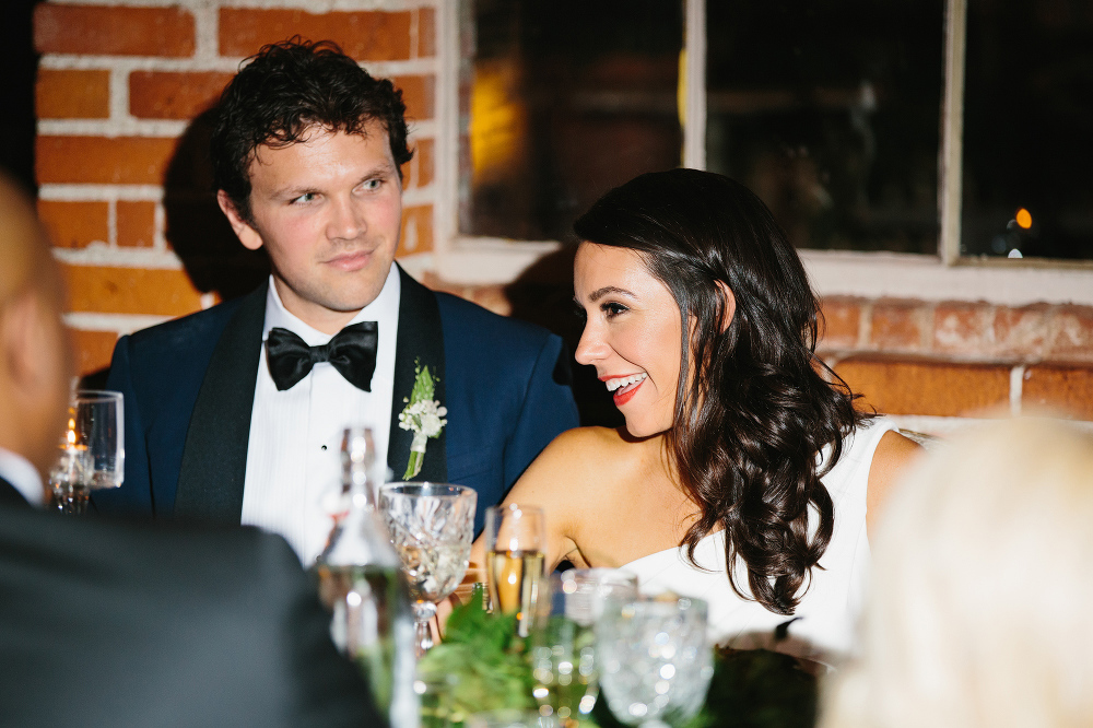 The bride and groom during the reception. 