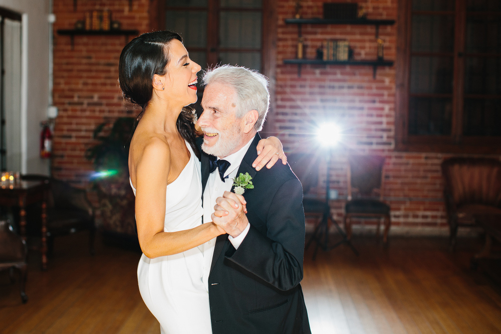 The bride and her dad dancing. 