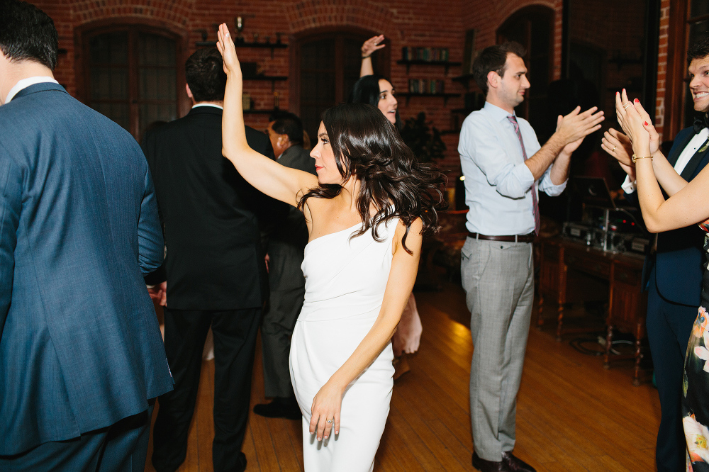 The bride dancing. 