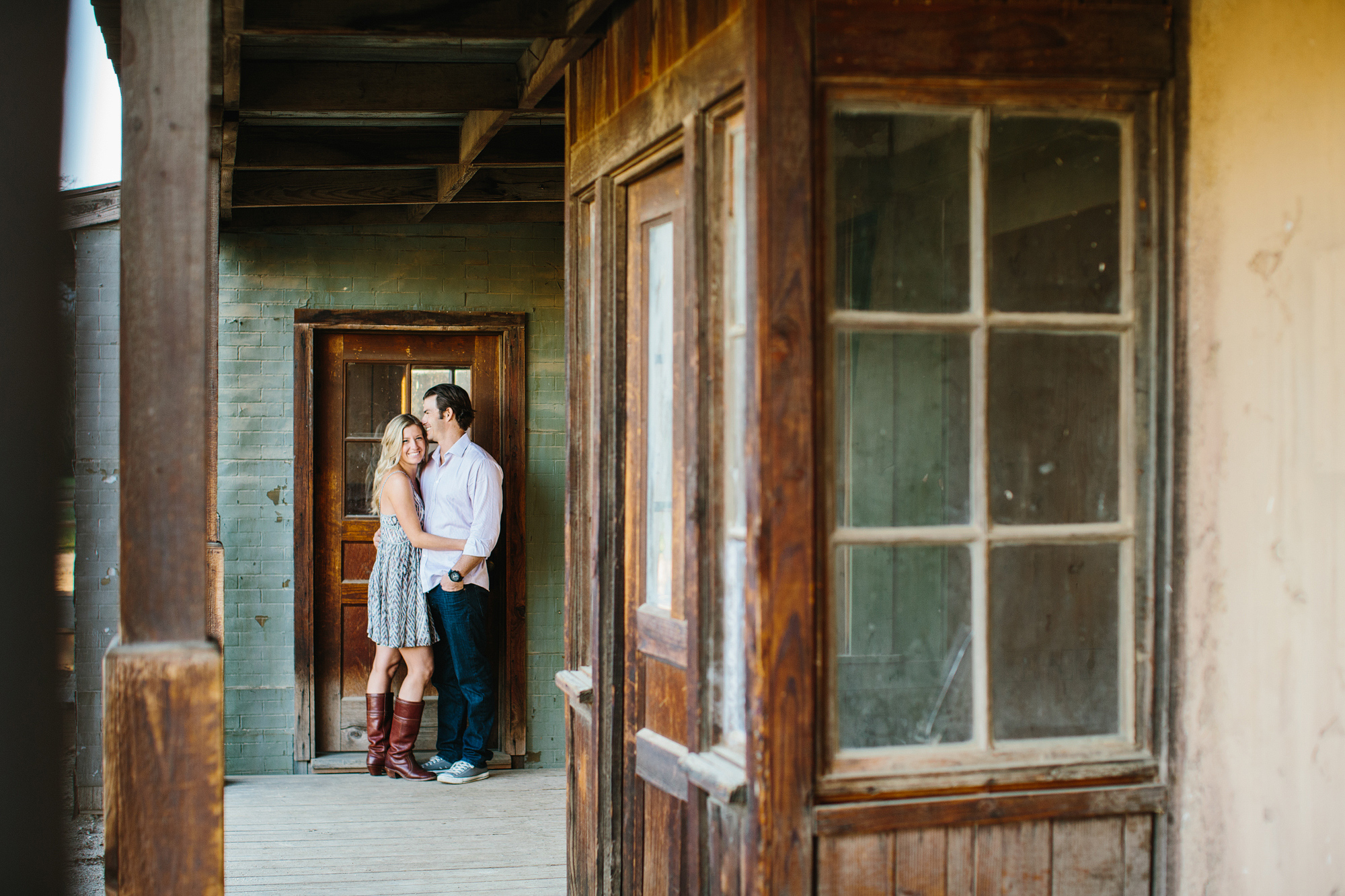 Megan and Travis on an old building. 