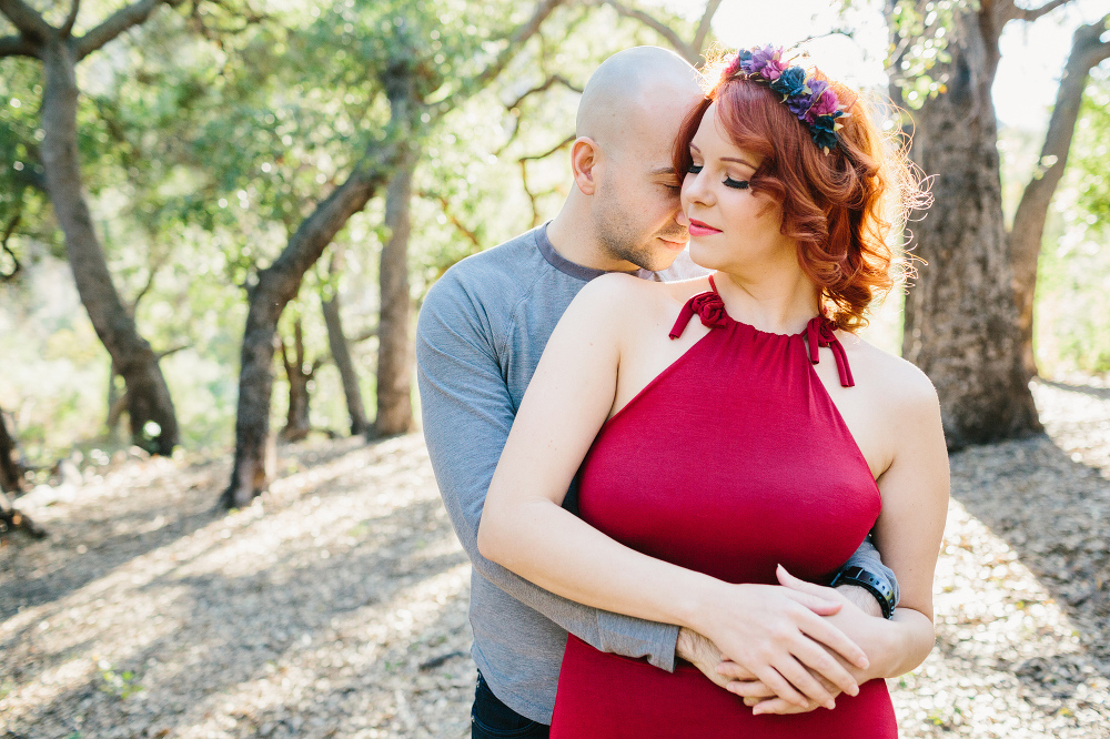 The couple in a natural park. 