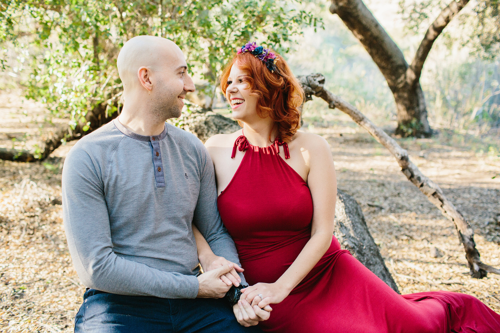 The couple sitting on a tree branch. 