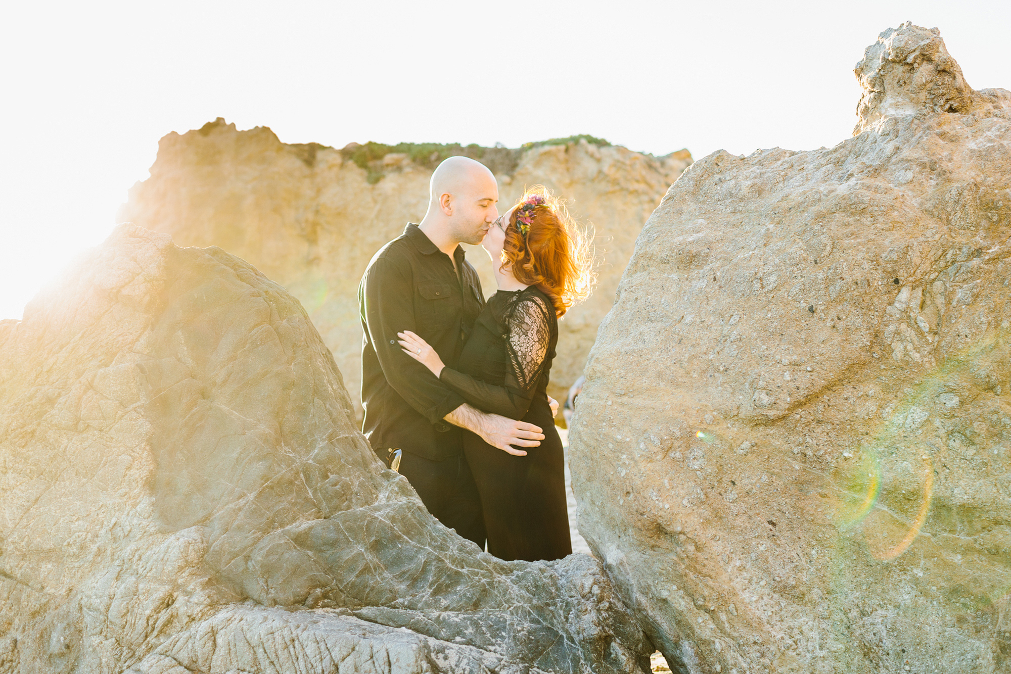 Krystle and Ray at a cove beach. 