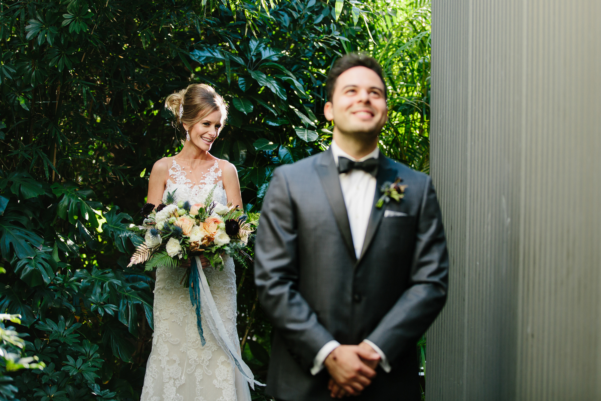 The bride and groom's first look. 