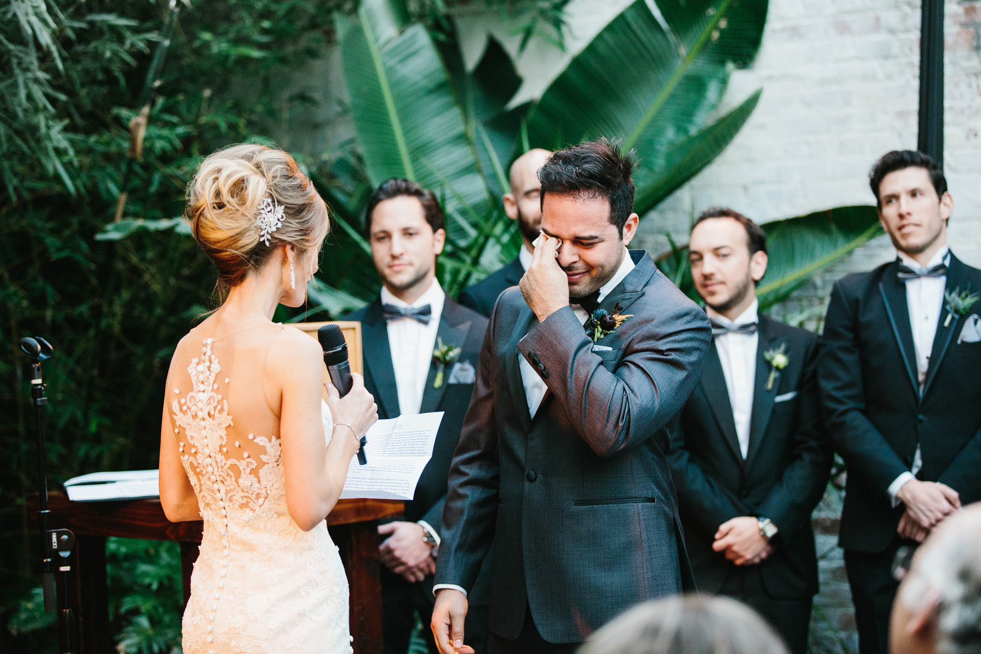 Luis crying during Ashley's vows. 