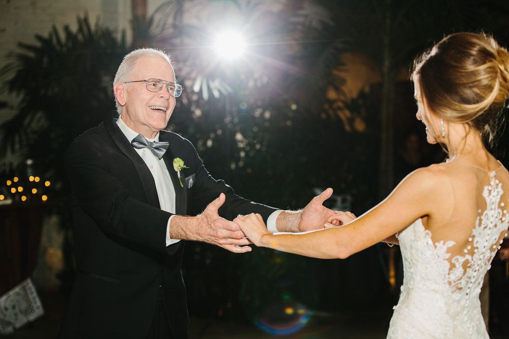 The bride dancing with her dad. 