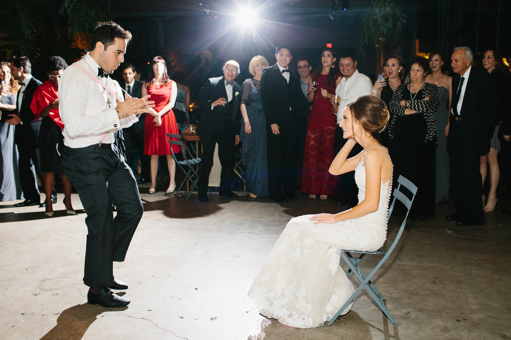 Luis and Ashley during the garter removal. 