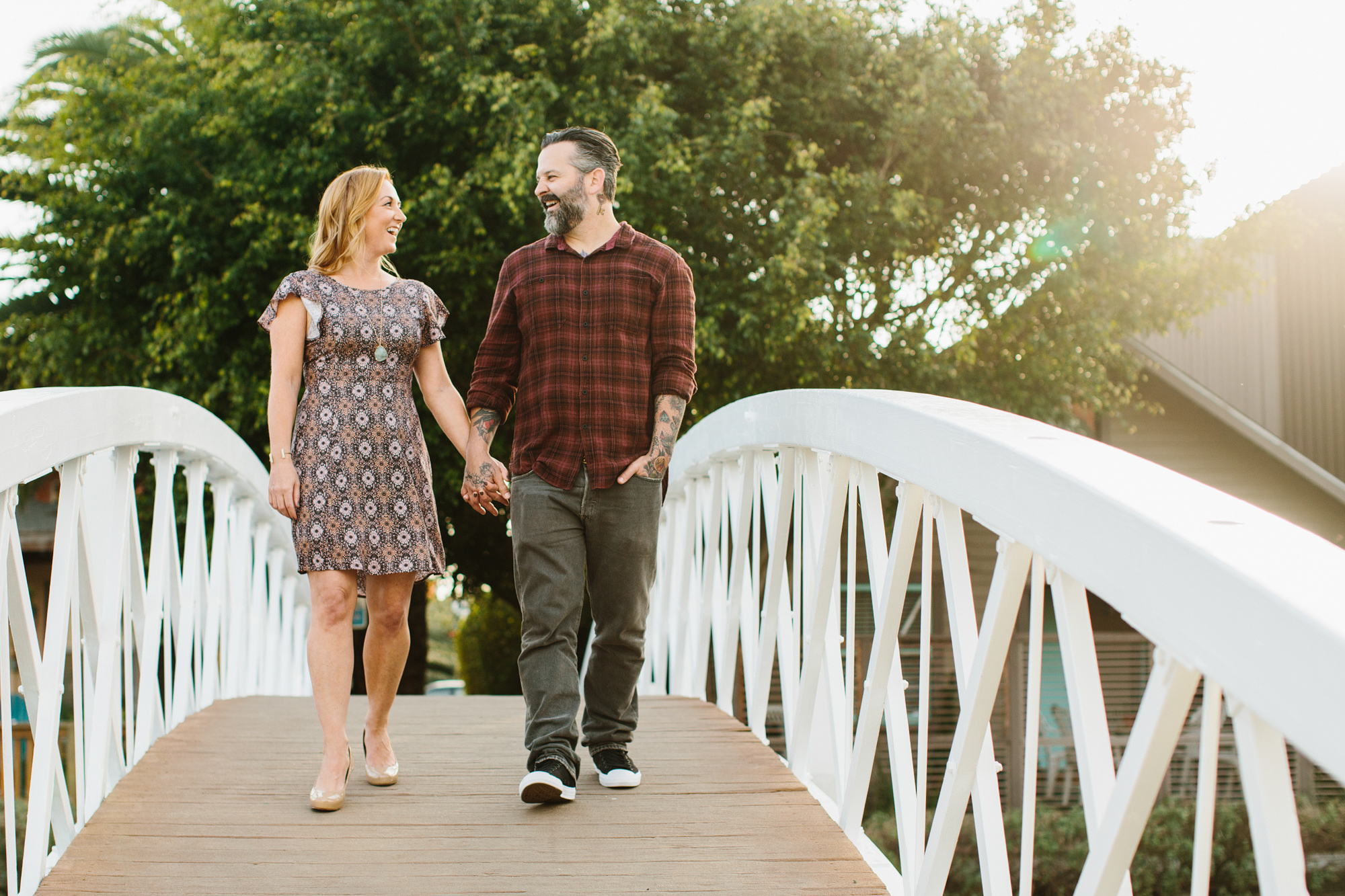 The couple walking together. 