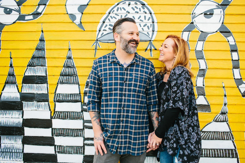 The couple along the Venice streets. 