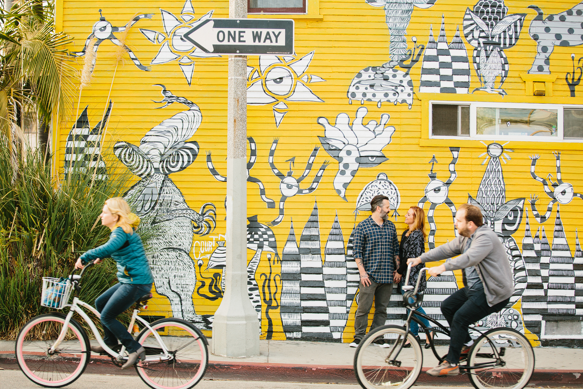 Bikes passing Max and Drew. 