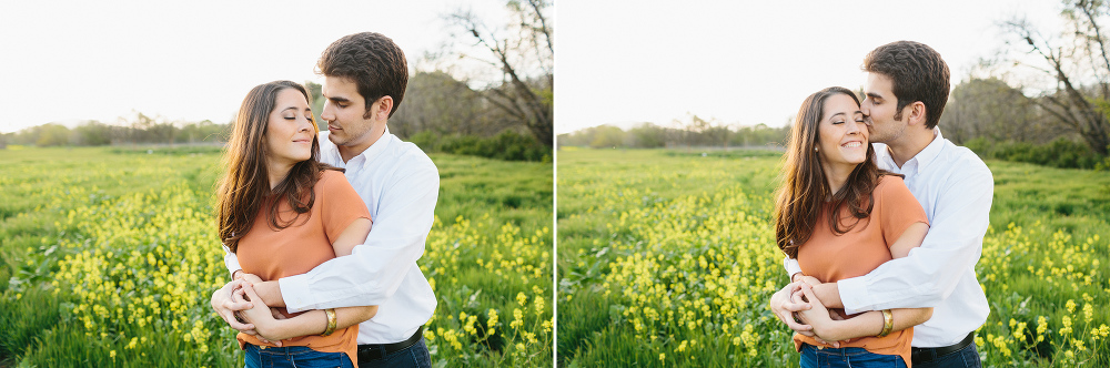 Sweet photos of the couple in a field.