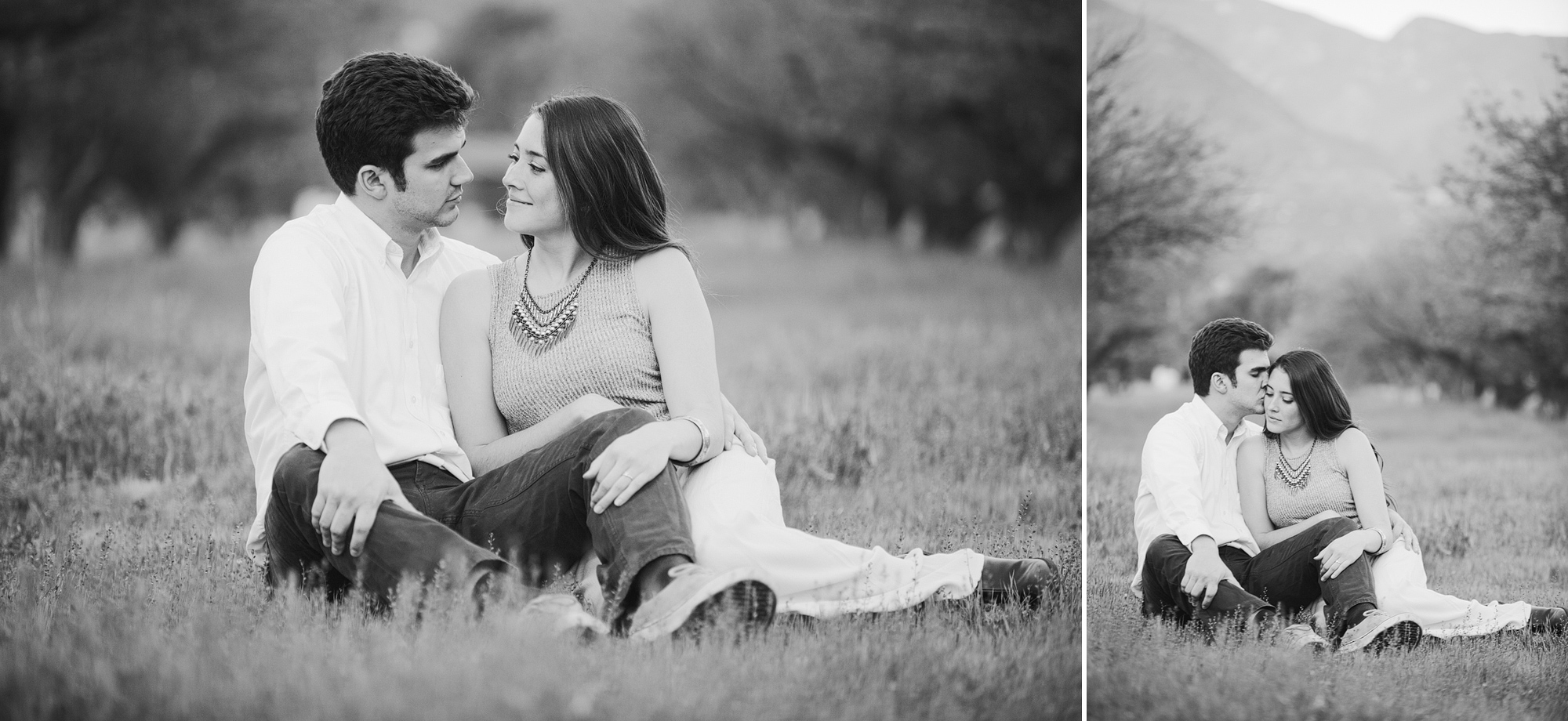 Black and white photos of the couple. 