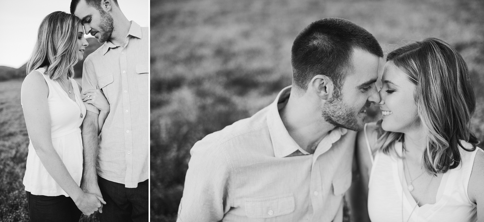 Black and white portraits of the couple. 