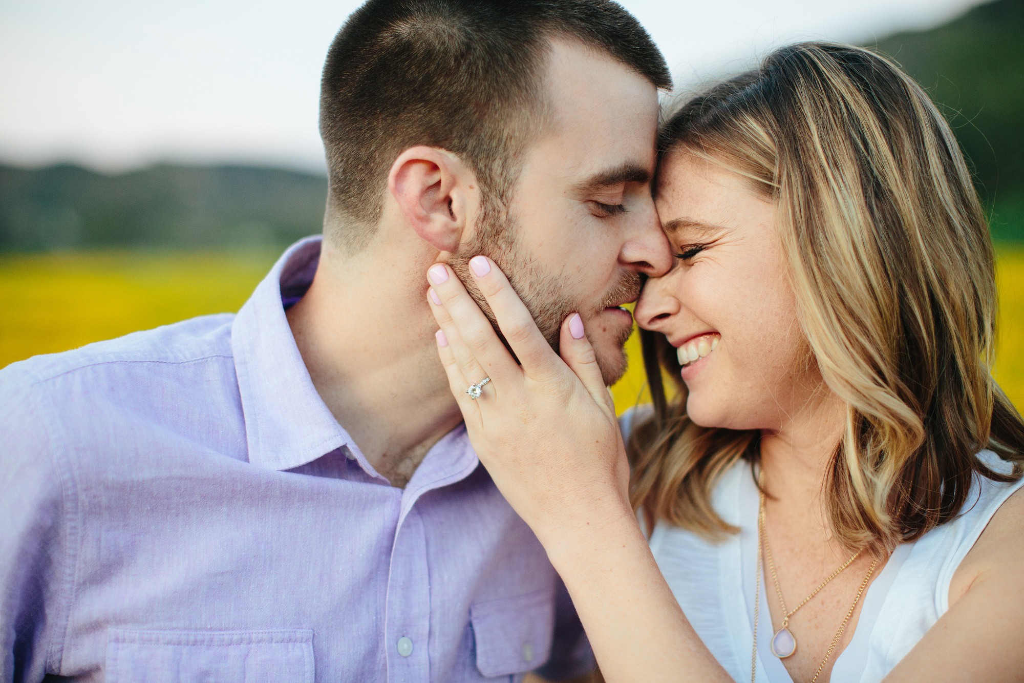 A sweet photo of the couple close together. 