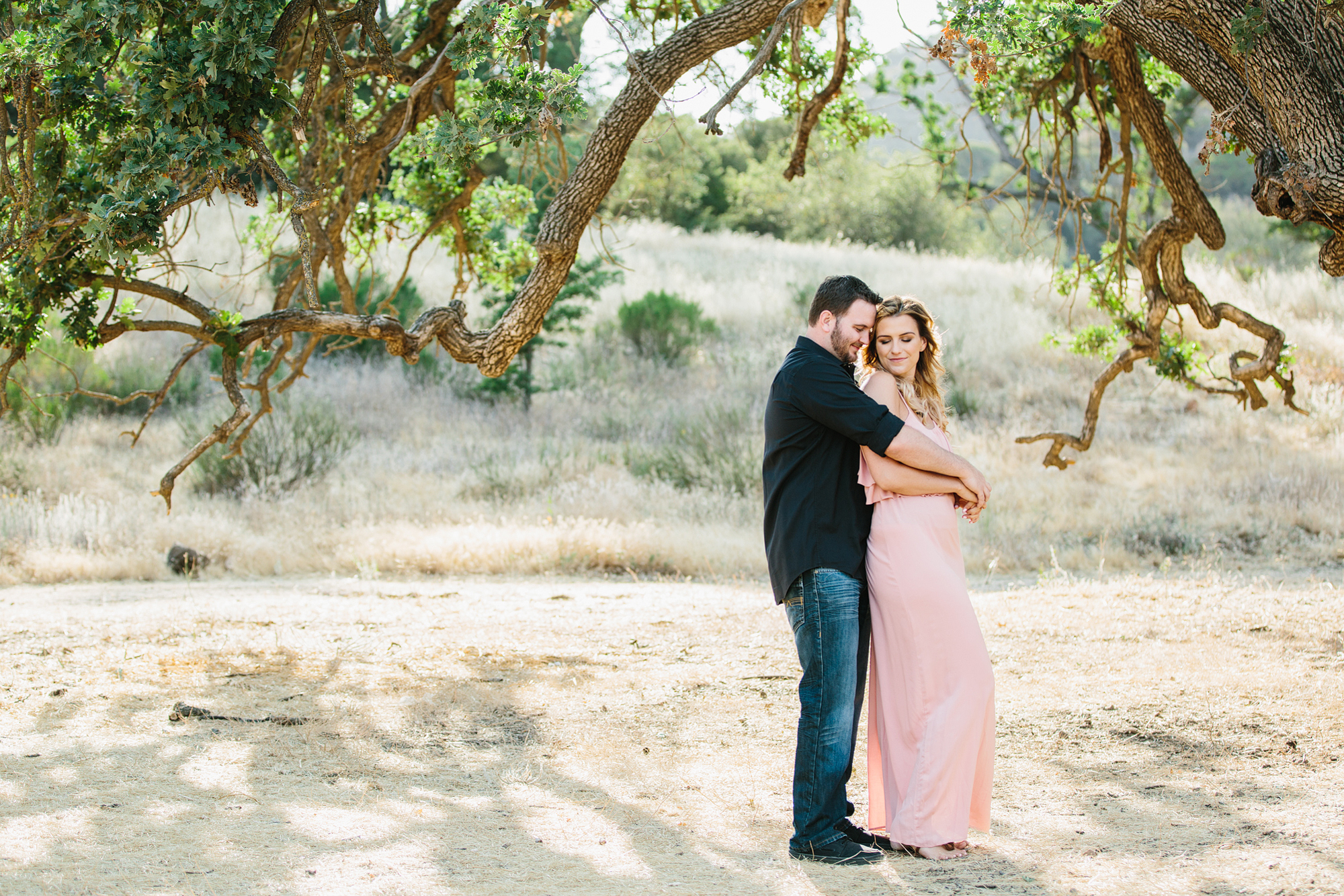 Southern california engagement session with oak trees